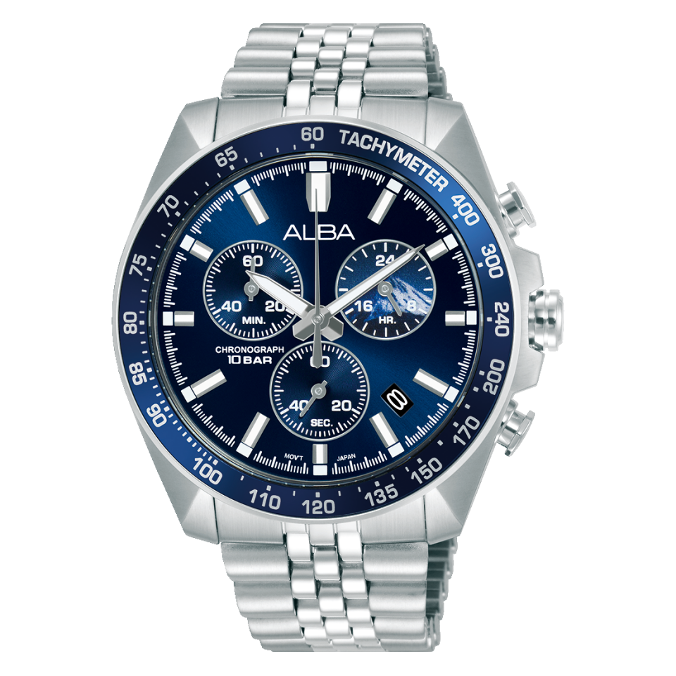 Alba AX7027X1 Quartz Çelik Gri Lacivert Kadran 10 ATM 43 mm Erkek Kol Saati