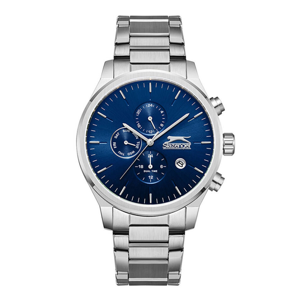 Slazenger SL.09.2400.2.02 Quartz Çelik Gri Lacivert Kadran 44 mm Erkek Kol Saati