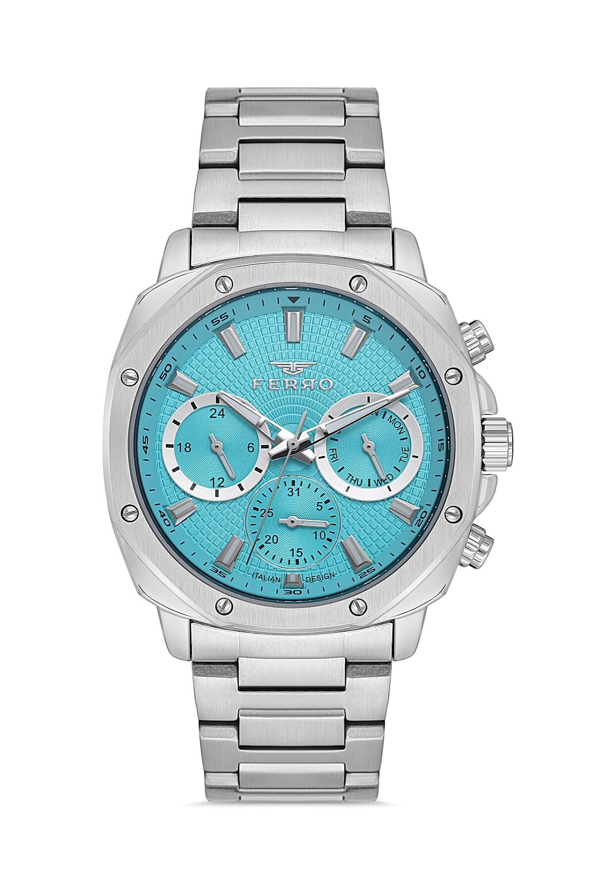 Ferro Gümüş Çelik Kordon Erkek Kol Saati FM11652A-A15 Fonksiyonları Aktif 3 ATM Su Geçirmez