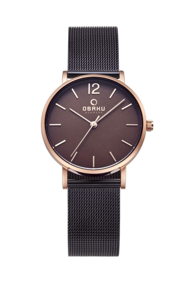 Obaku Denmark V197LXVNMN Quartz Hasır Siyah Kahverengi Kadran 32 mm Kadın Kol Saati