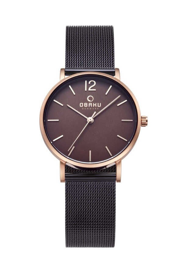 Obaku Denmark V197LXVNMN Quartz Hasır Siyah Kahverengi Kadran 32 mm Kadın Kol Saati
