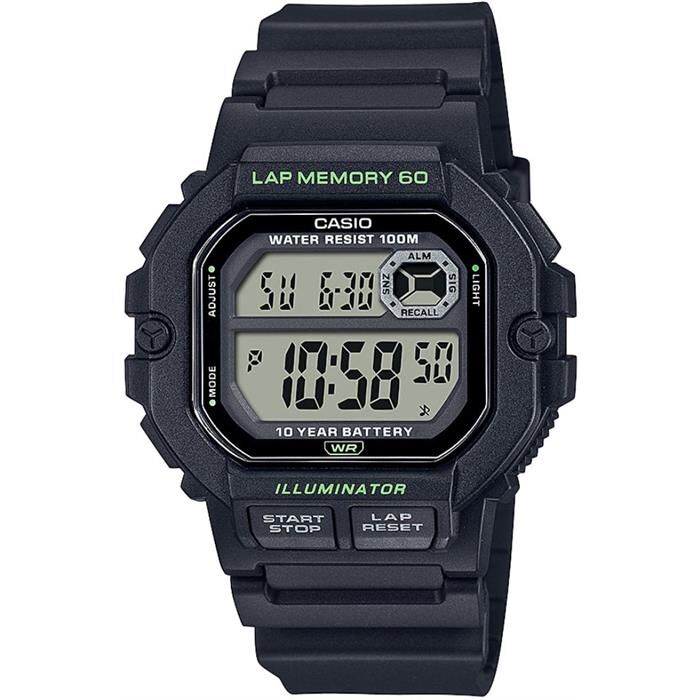 Casio WS-1400H-1AVDF Silikon Siyah 45 mm Erkek Kol Saati