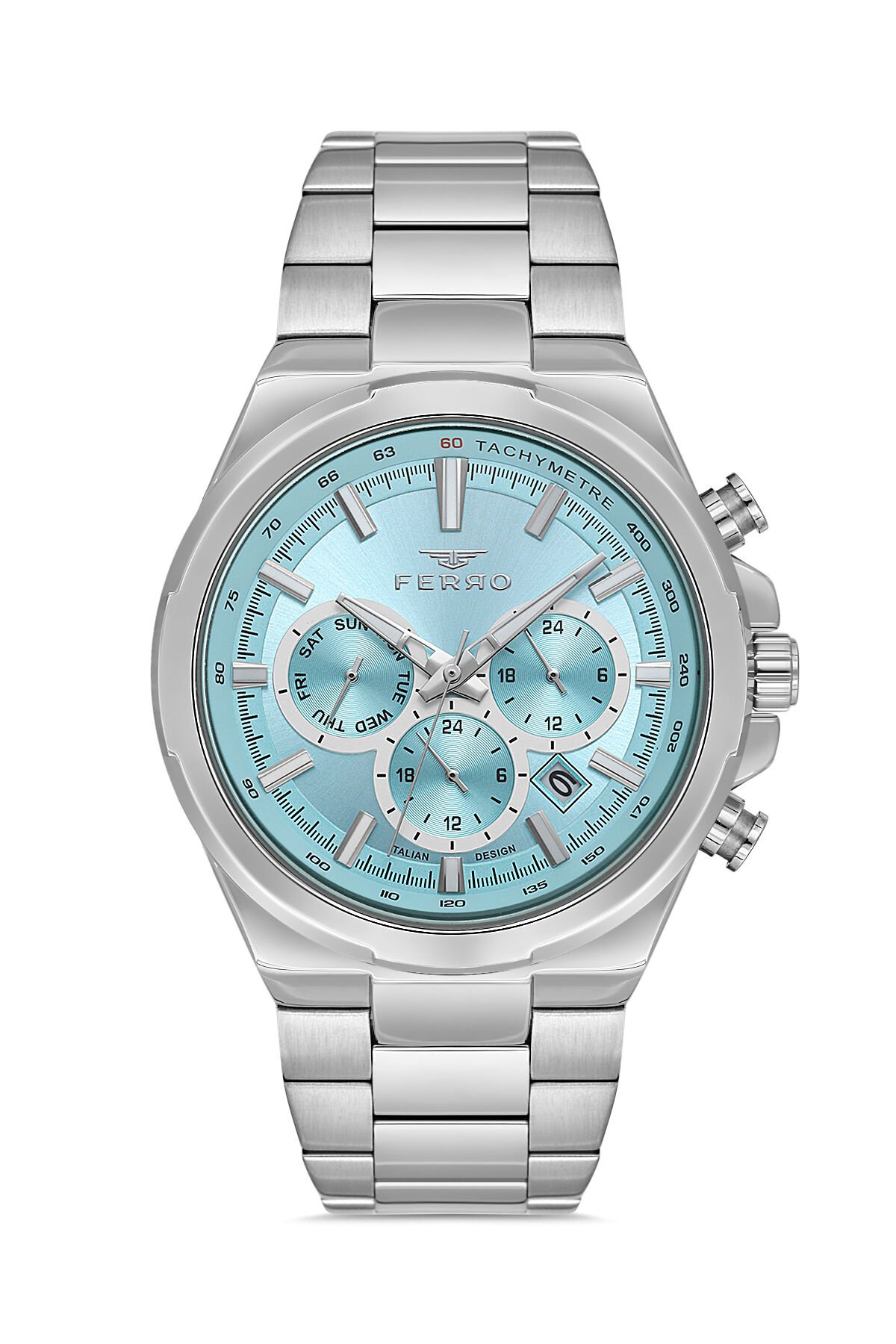 Ferro Gümüş Çelik Kordon Erkek Kol Saati FM11641AWT-A15 Fonksiyonları Aktif 3 ATM Su Geçirmez