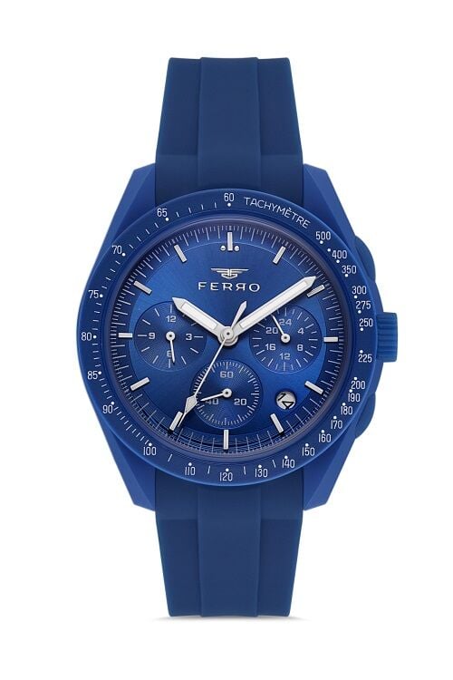 Ferro Lacivert Silikon Kordon Kol Saati FM11401D-H Fonksiyonları Aktif 3ATM Su Geçirmez HediyePaket