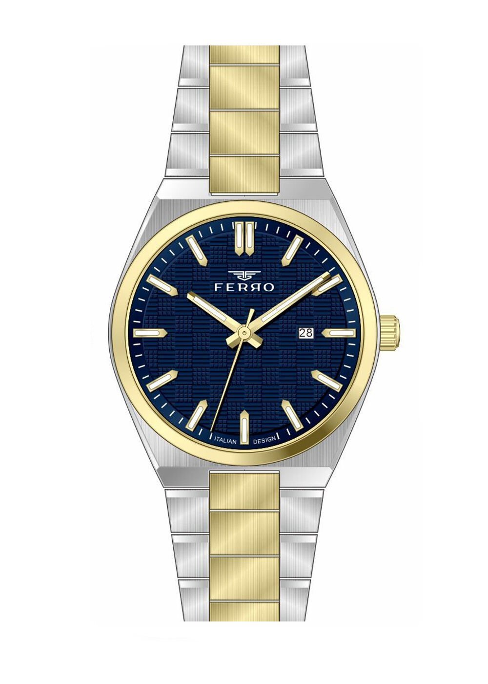 Ferro Sarı ve Gümüş Çelik Kordon Erkek Kol Saati FM11630AWT-D3 Fonksiyonları Aktif 3 ATM Su Geçirmez