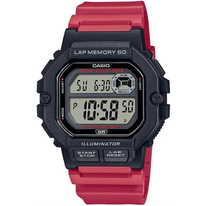 Casio WS-1400H-4AVDF Silikon Kırmızı 47 mm Erkek Kol Saati