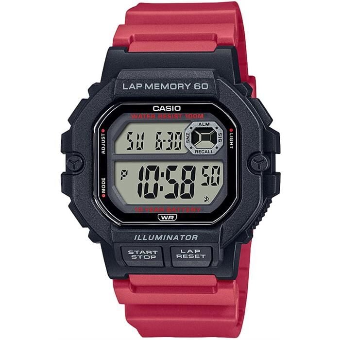 Casio WS-1400H-4AVDF Silikon Kırmızı 47 mm Erkek Kol Saati