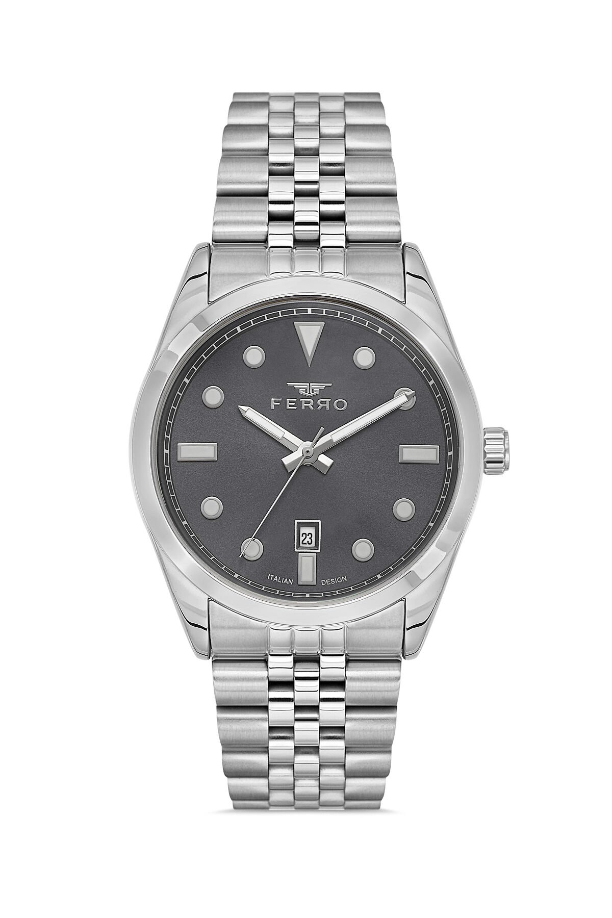 Ferro Gümüş Çelik Kordon Erkek Kol Saati F11567AWT-A4 3ATM Su Geçirmez 2 Yıl Garantili HediyePaketli