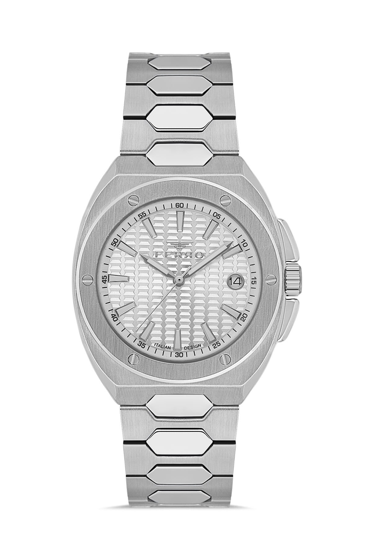 Ferro Gümüş Çelik Kordon Erkek Kol Saati FM40160A-A Tüm Fonksiyonlar Aktif 3 ATM Su Geçirmez