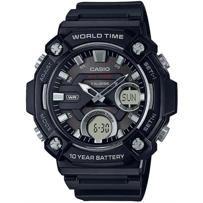 Casio AEQ-120W-1AVDF Silikon Siyah 52 mm Erkek Kol Saati