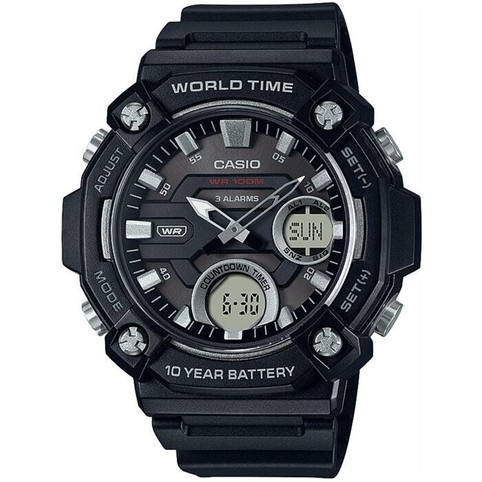 Casio AEQ-120W-1AVDF Silikon Siyah 52 mm Erkek Kol Saati
