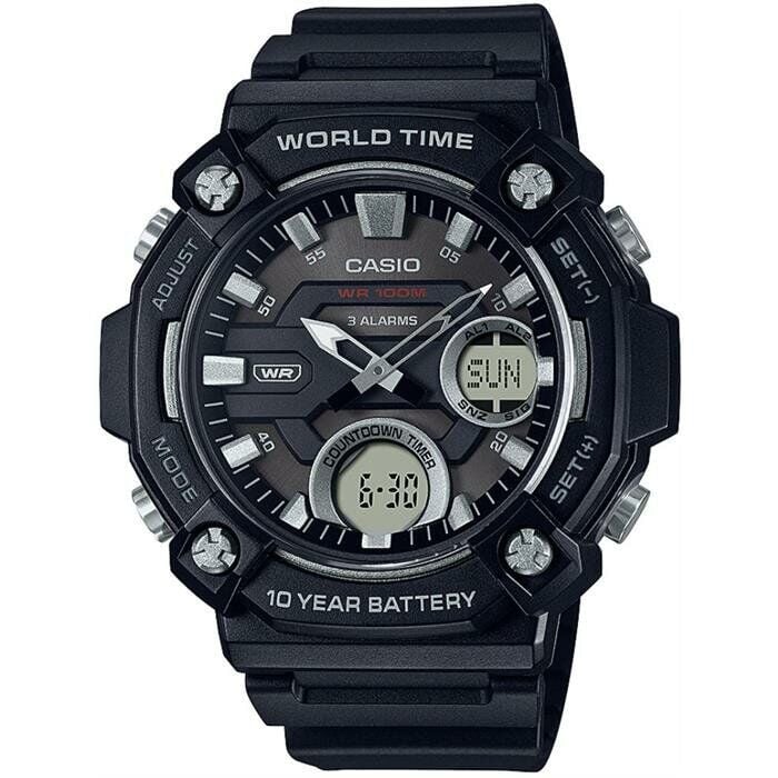 Casio AEQ-120W-1AVDF Silikon Siyah 52 mm Erkek Kol Saati
