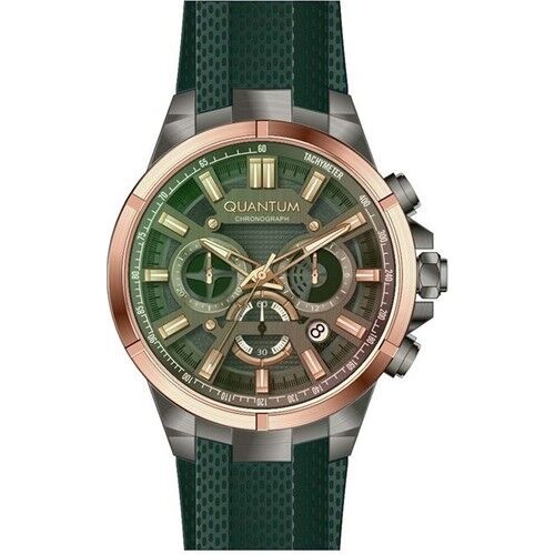 Quantum TTG1003.075 47 mm Yeşil Silikon Kordonlu Kronolu Erkek Kol Saati
