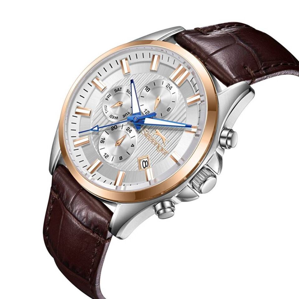 Slazenger SL.09.2626.2.532 Quartz Deri Kahverengi 10 ATM 43 mm Erkek Kol Saati