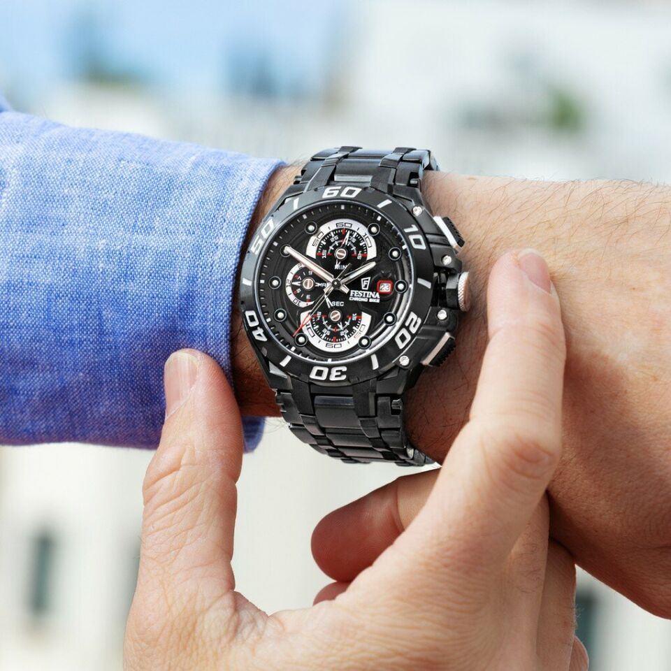 Festina F20756/1 Chrono BIike Special Edition Quartz Çelik Siyah Safir 46 mm Erkek Kol Saati