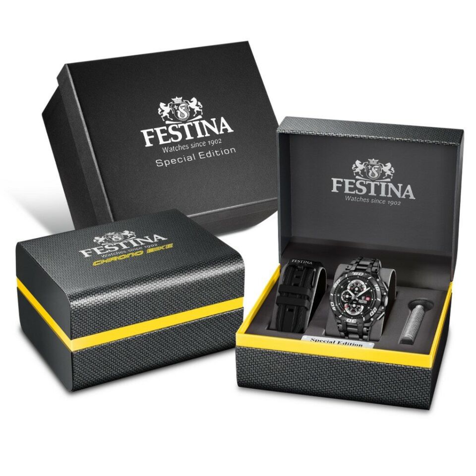 Festina F20756/1 Chrono BIike Special Edition Quartz Çelik Siyah Safir 46 mm Erkek Kol Saati