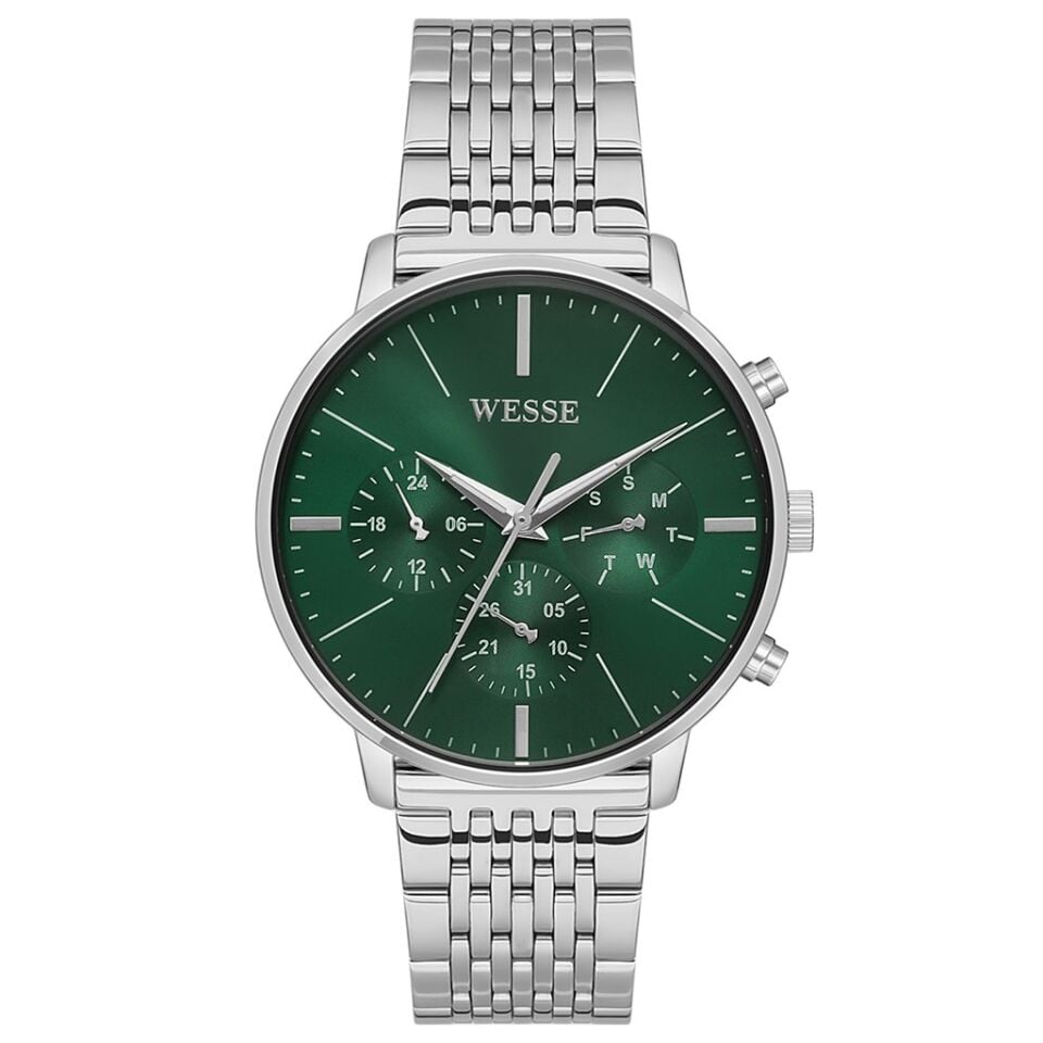 Wesse WWG401104SSA Quartz Çelik Gri Yeşil Kadran 42 mm Erkek Kol Saati