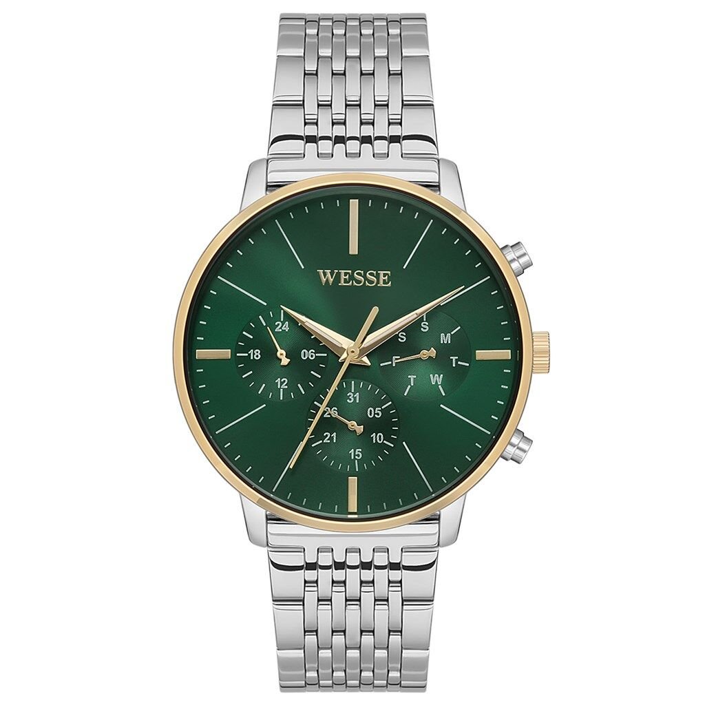 Wesse WWG401105SSA Quartz Çelik Gri Yeşil Kadran 42 mm Erkek Kol Saati