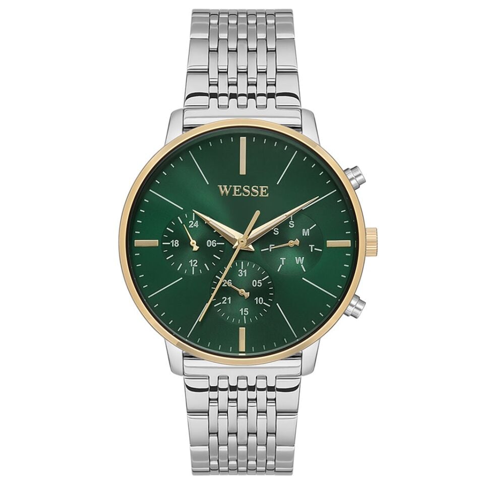 Wesse WWG401105SSA Quartz Çelik Gri Yeşil Kadran 42 mm Erkek Kol Saati