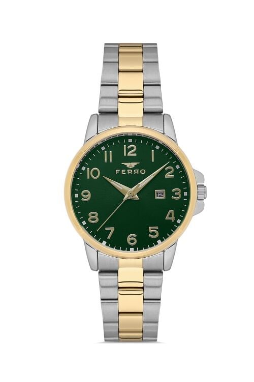 Ferro Sarı ve Gümüş Çelik Kordon Kadın Kol Saati FL21393A-D6 3ATM Su Geçirmez 2 Yıl Garantili