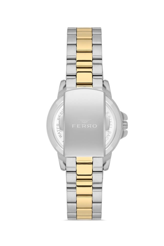 Ferro Sarı ve Gümüş Çelik Kordon Kadın Kol Saati FL21393A-D6 3ATM Su Geçirmez 2 Yıl Garantili