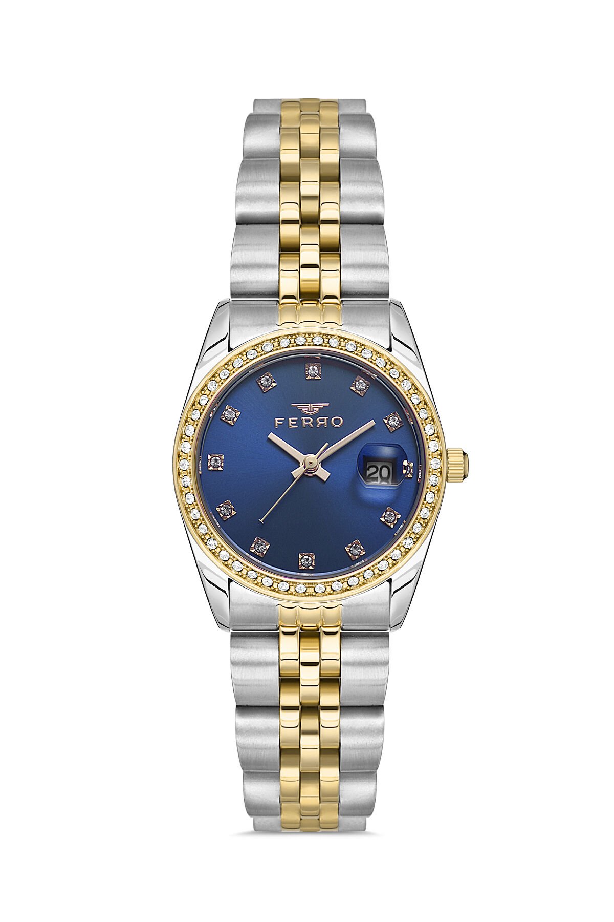 Ferro Sarı ve Gümüş Çelik Kordon Kadın Kol Saati FL21450A-D3 3ATM Su Geçirmez 2 Yıl Garantili