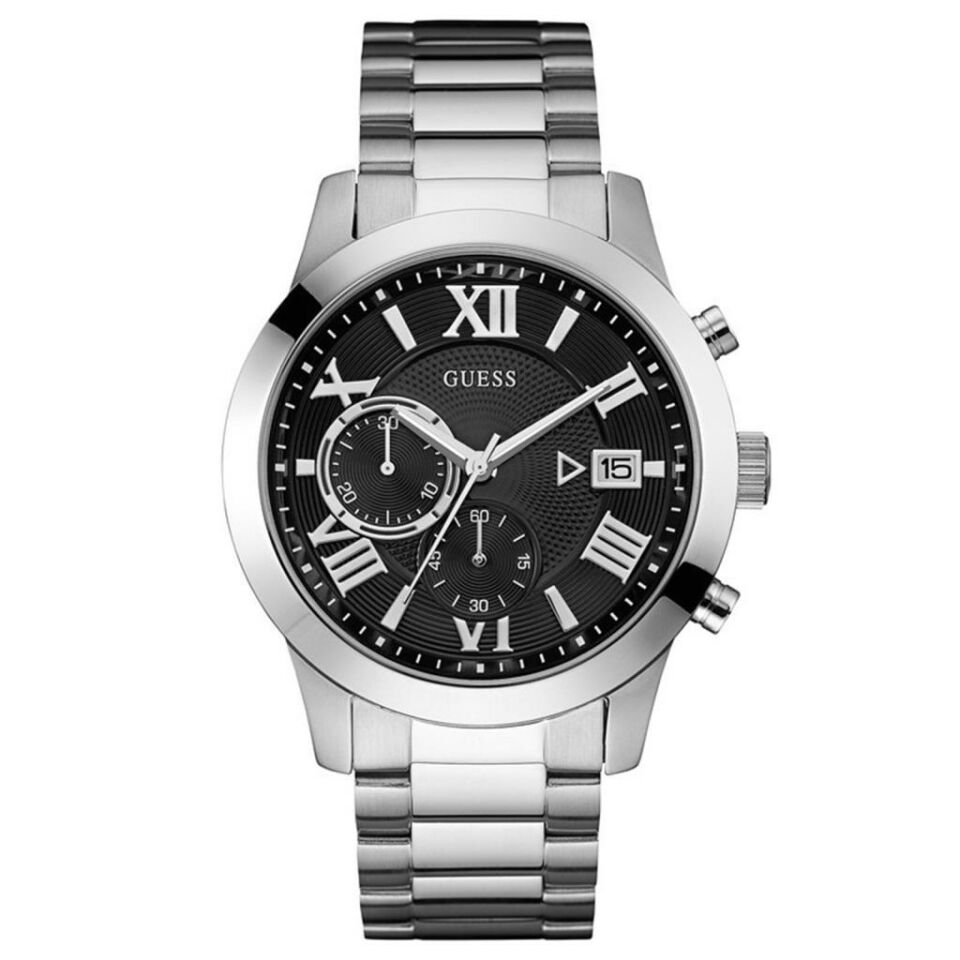 Guess GUW0668G3 Quartz Çelik Gri Siyah Kadran 45 mm Erkek Kol Saati