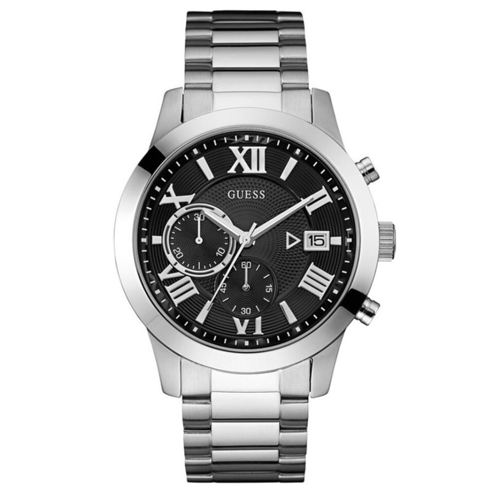 Guess GUW0668G3 Quartz Çelik Gri Siyah Kadran 45 mm Erkek Kol Saati