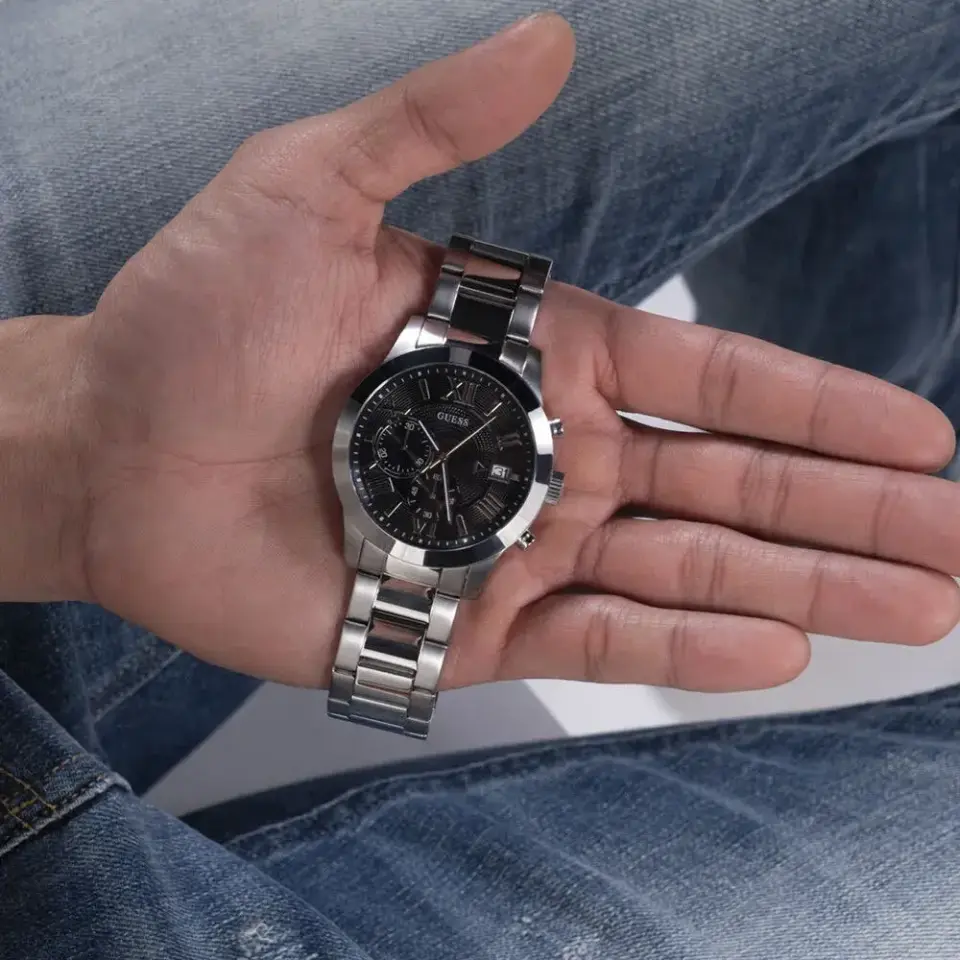 Guess GUW0668G3 Quartz Çelik Gri Siyah Kadran 45 mm Erkek Kol Saati