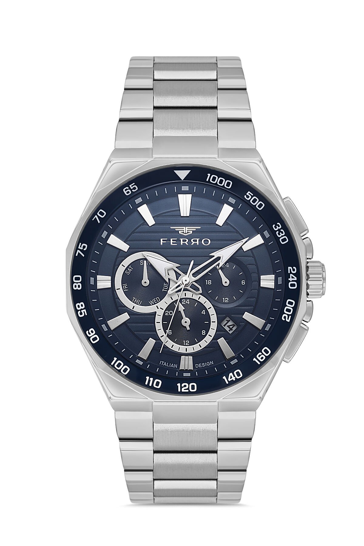 Ferro Gümüş Çelik Kordon Erkek Kol Saati FM11650A-A3 Fonksiyonları Aktif 3 ATM Su Geçirmez