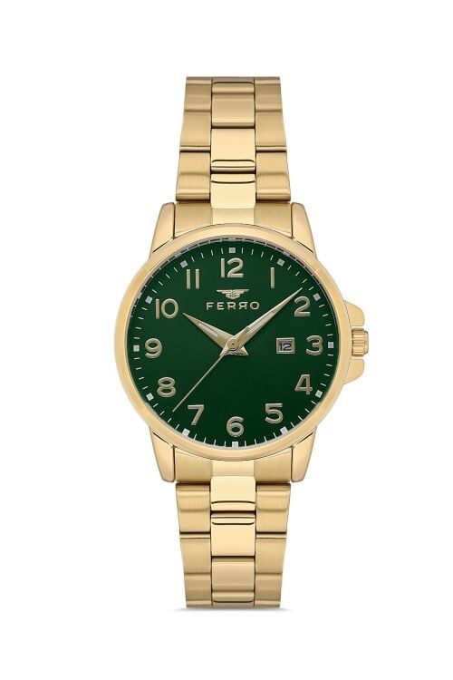 Ferro Sarı Çelik Kordon Kadın Kol Saati FL21393A-B6 3ATM Su Geçirmez 2 Yıl Garantili HediyePaketli