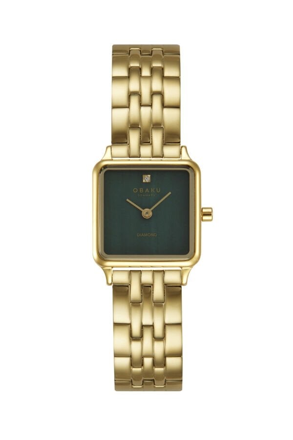 Obaku Denmark V301LXGESG Quartz Çelik Altın Rengi Yeşil Kadran 23 mm Kadın Kol Saati