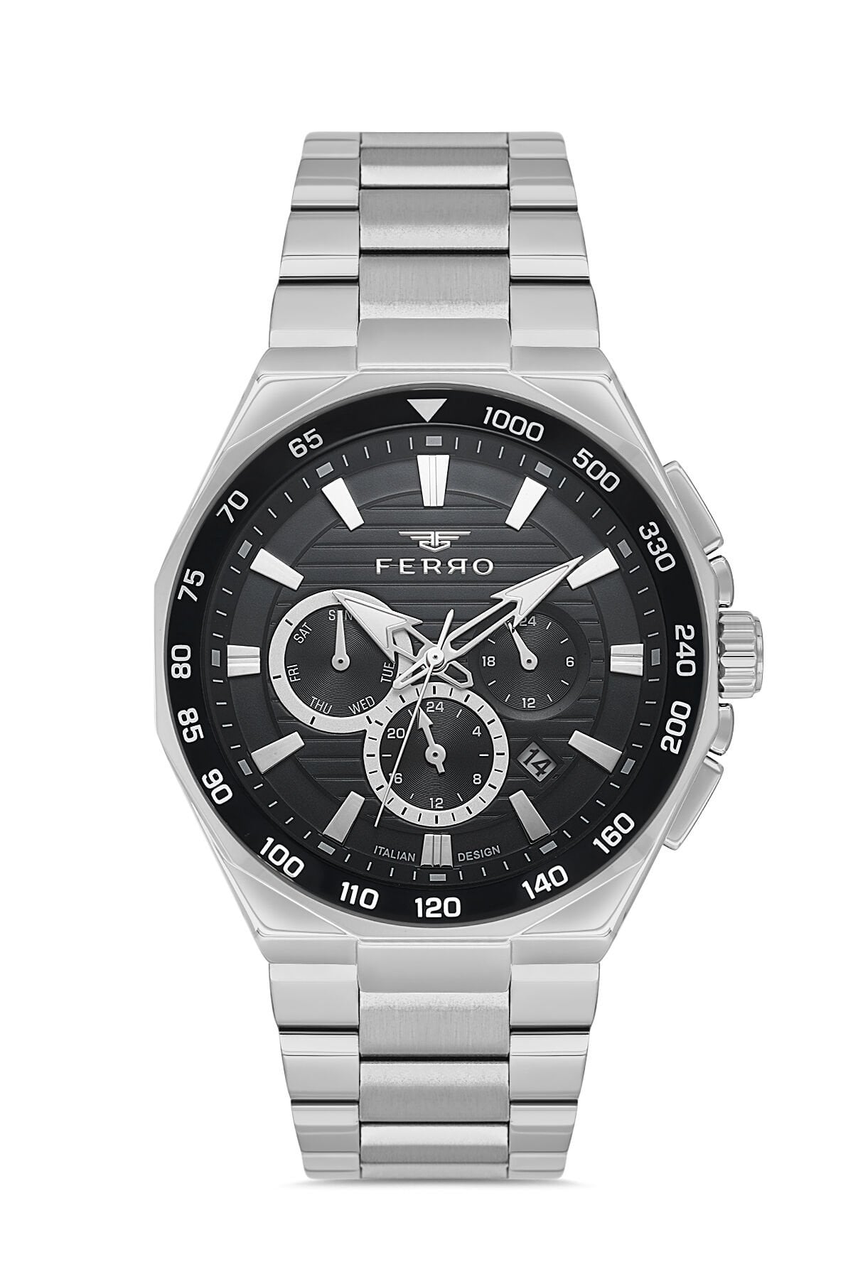 Ferro Gümüş Çelik Kordon Erkek Kol Saati FM11650A-A2 Fonksiyonları Aktif 3 ATM Su Geçirmez