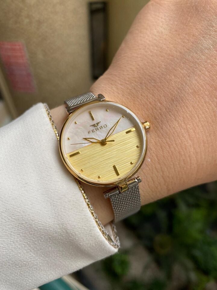 Ferro 33 mm Gümüş Hasır Kordon Kadın Kol Saati F21224C-D4 F21224C-D4