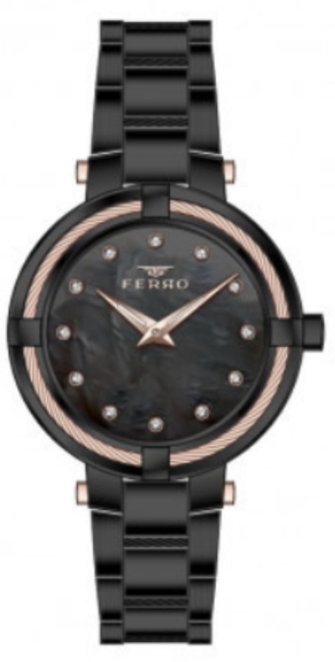 Ferro F40097A-G Quartz Çelik Siyah 32 mm Kadın Kol Saati