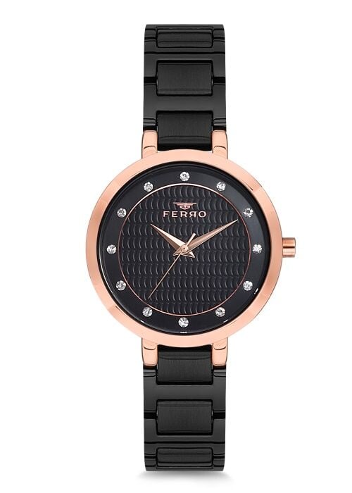Ferro 33 mm Siyah Çelik Kordon Kadın Kol Saati F81969A-900-R F81969A-900-R