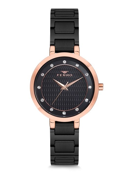 Ferro 33 mm Siyah Çelik Kordon Kadın Kol Saati F81969A-900-R F81969A-900-R