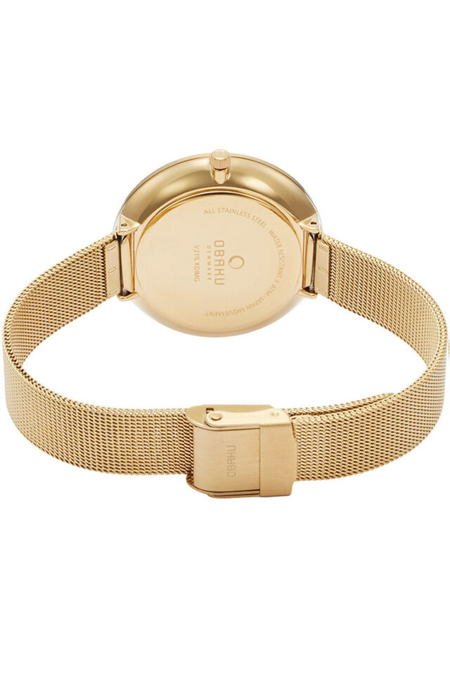 Obaku Denmark V211LXGIMG Quartz Hasır Altın Rengi Beyaz Kadran 36 mm Kadın Kol Saati