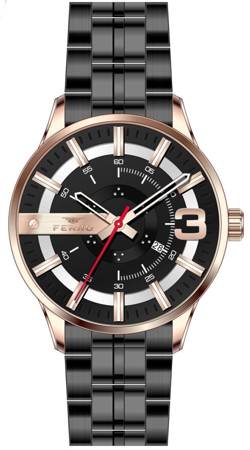 Ferro 45 mm Siyah Çelik Kordon Erkek Kol Saati F11200A-R F11200A-R