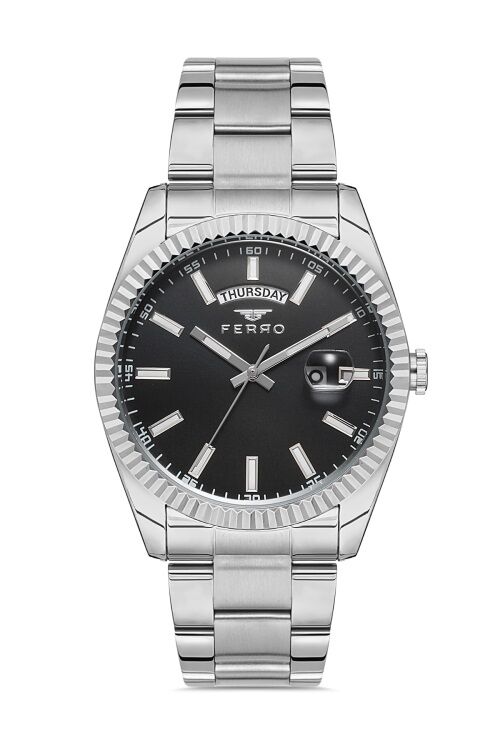 Ferro Gümüş Çelik Kordon Erkek Kol Saati F11211A-A2 3ATM Su Geçirmez 2Yıl Garantili Hediye Paketli