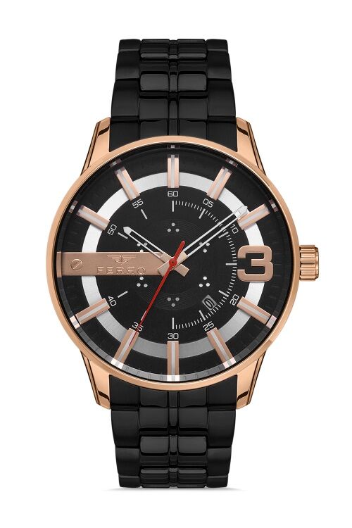 Ferro 45 mm Siyah Çelik Kordon Erkek Kol Saati F11200A-R F11200A-R