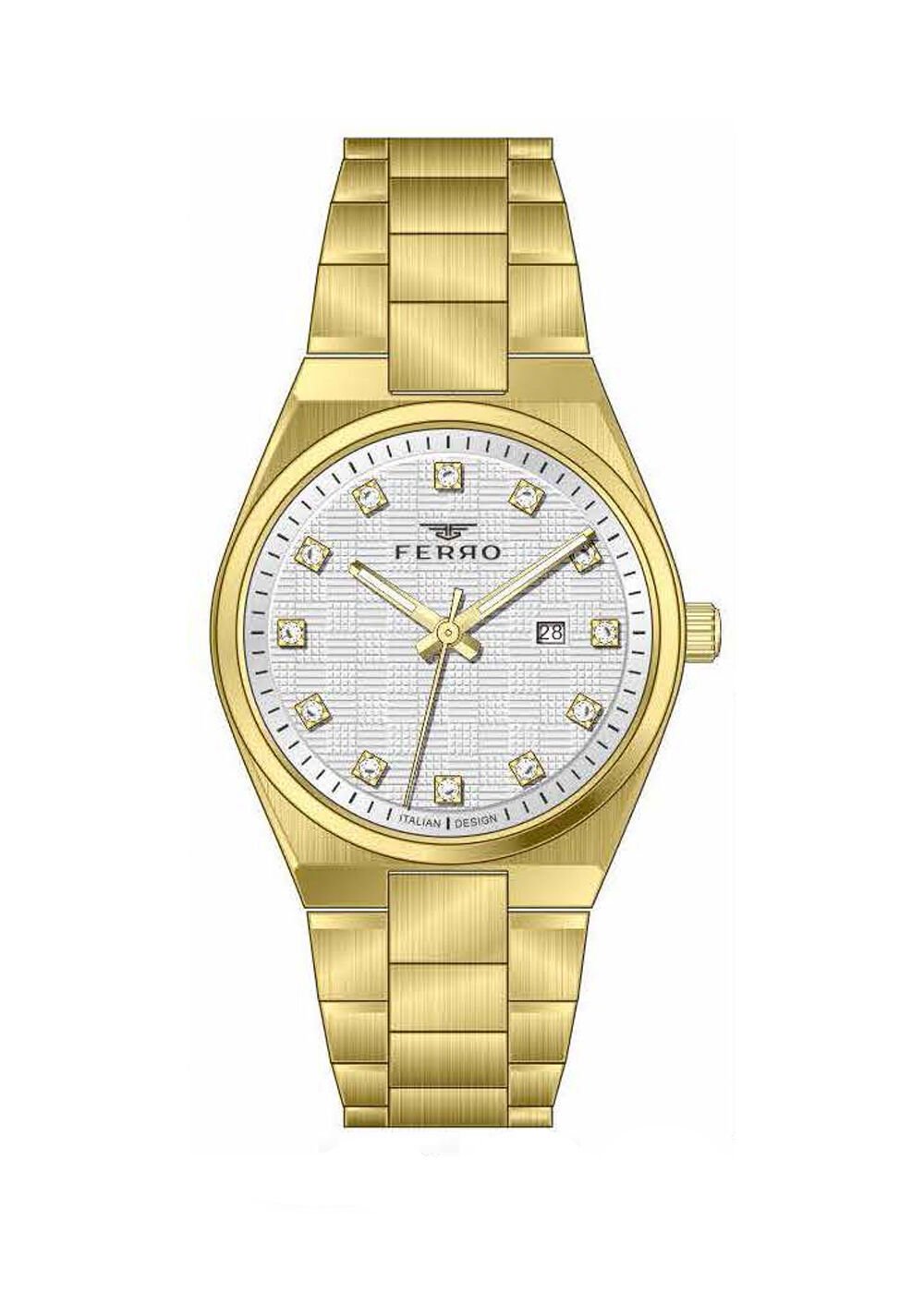 Ferro Sarı Çelik Kordon Kadın Kol Saati FL21631AWT-B 3ATM Su Geçirmez 2 Yıl Garantili HediyePaket