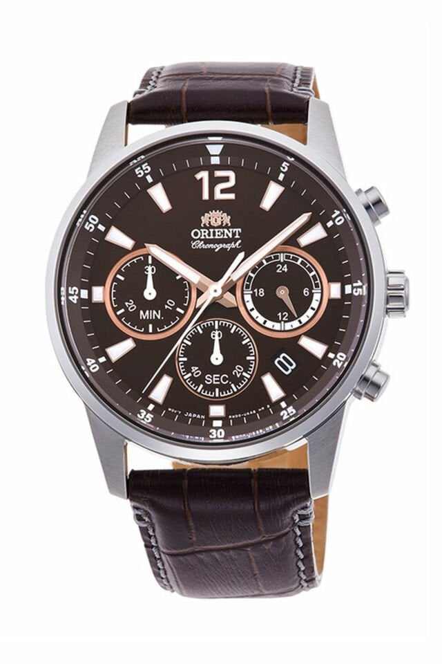 Orient RA-KV0006Y10B Quartz Deri Kahverengi Kristal Cam 10 ATM 42 mm Erkek Kol Saati