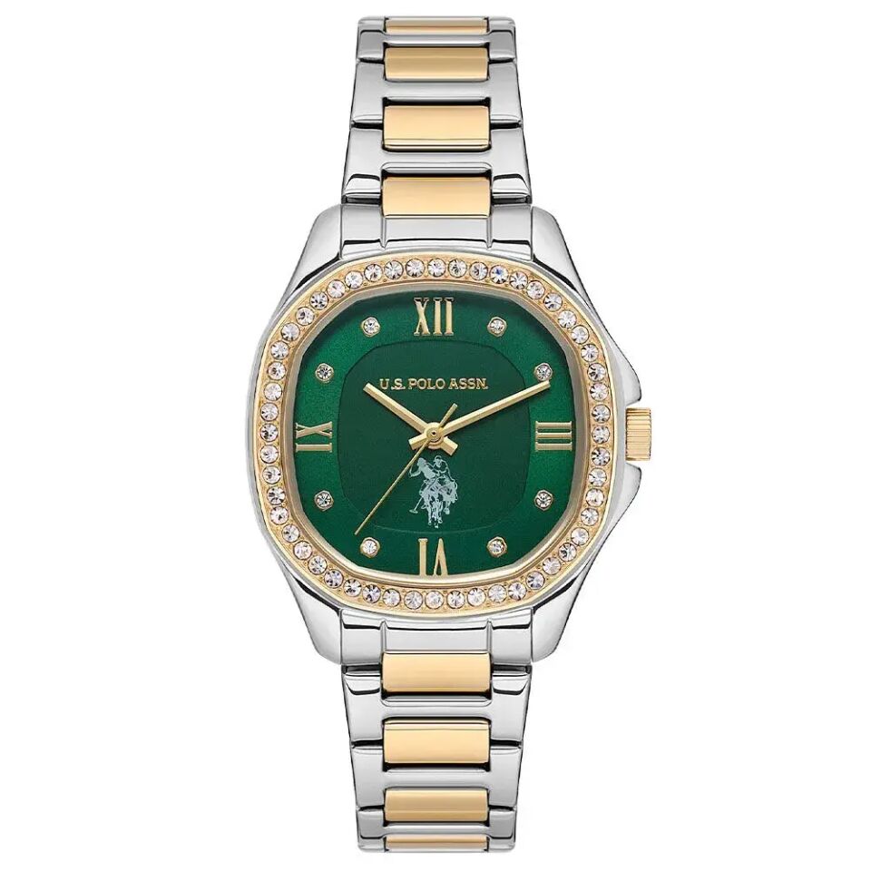 U.s. Polo Assn. USPA2088-04 Quartz Çelik Altın/Gri Yeşil Kadran 32 mmx39 mm Kadın Kol Saati