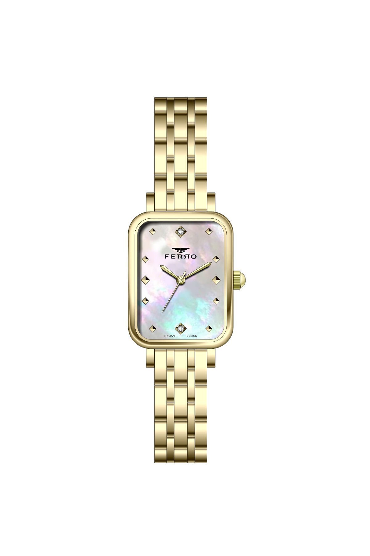 Ferro Sarı Çelik Kordon Kadın Kol Saati FL21742AWT-B 3ATM Su Geçirmez 2 Yıl Garantili HediyePaketli