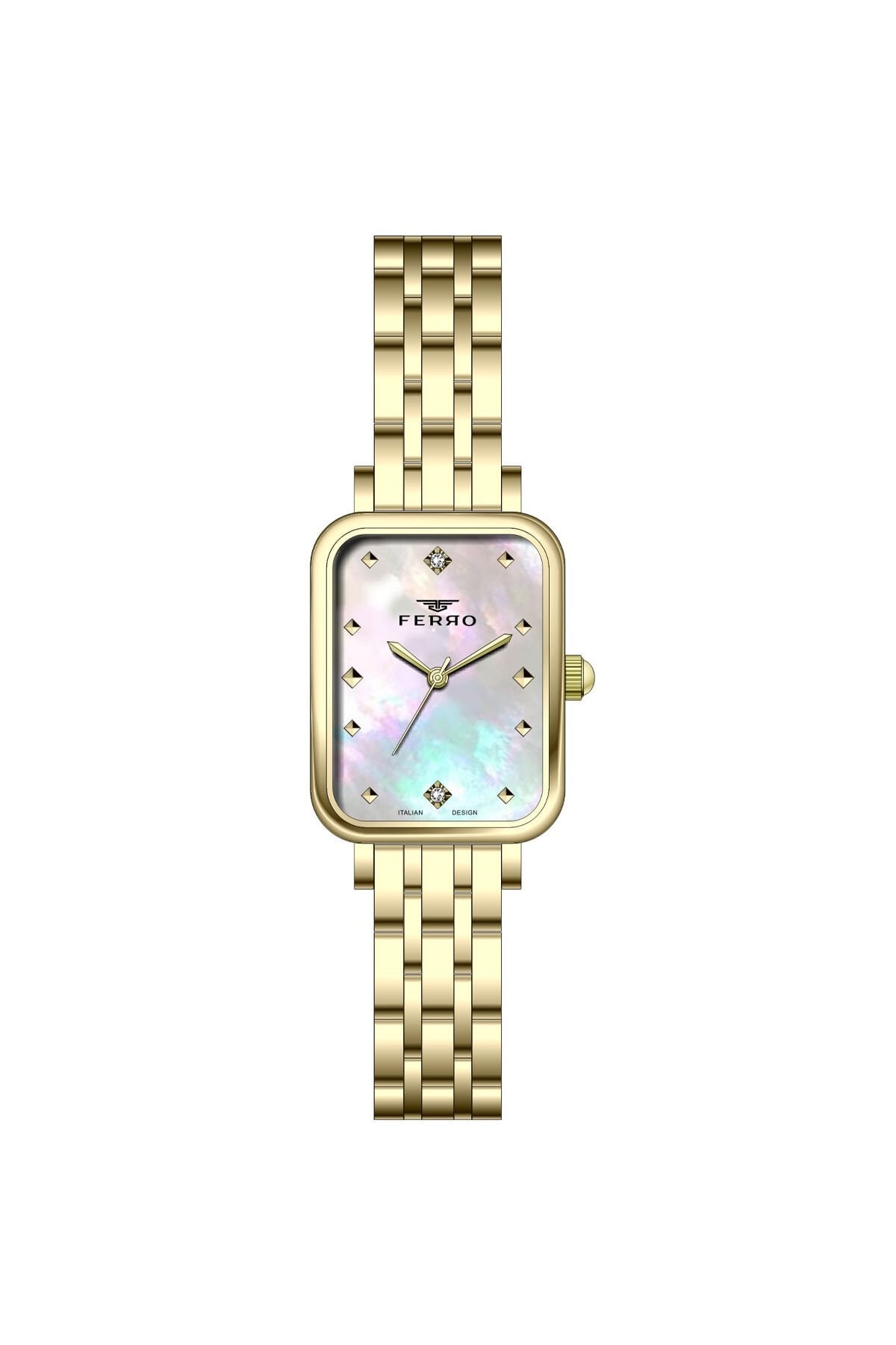 Ferro Sarı Çelik Kordon Kadın Kol Saati FL21742AWT-B 3ATM Su Geçirmez 2 Yıl Garantili HediyePaketli