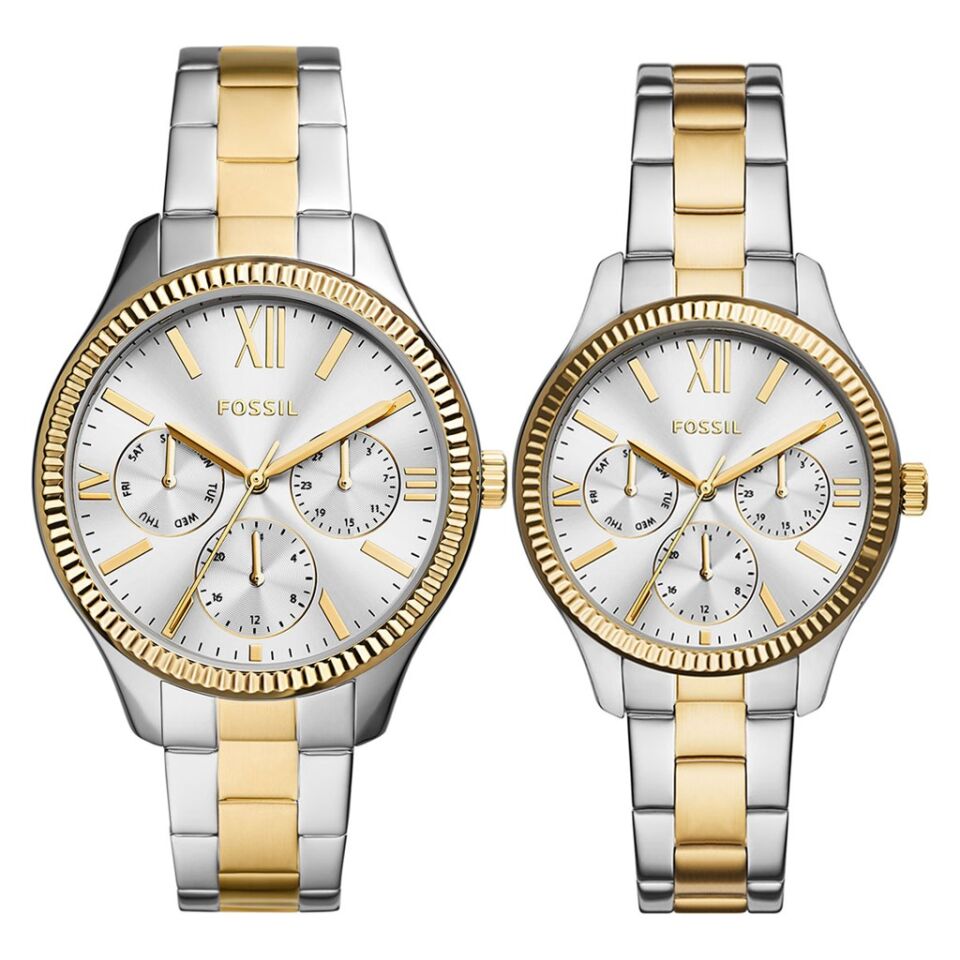 Fossil FBQ2737SET Quartz Çelik Altın/Gri 42 mmx36 mm Çift Saati