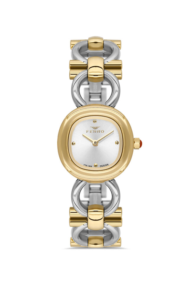 Ferro FL40175A-D Quartz Çelik Gri Sarı 25 mm Kadın Kol Saati