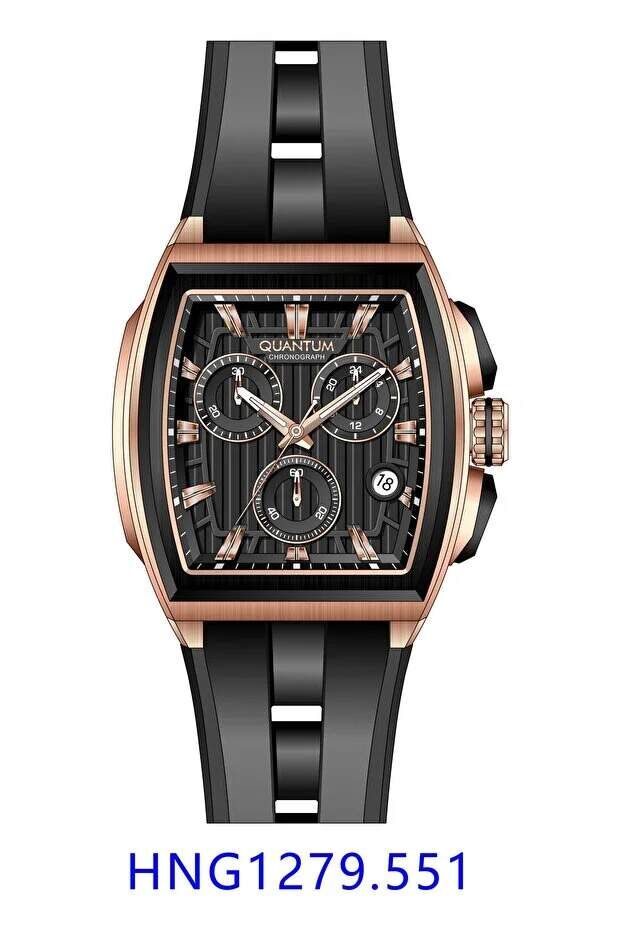 Quantum HNG1279.551 Quartz Silikon Siyah 47 mm Erkek Kol Saati