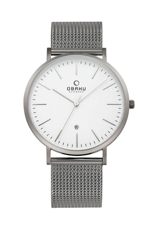 Obaku Denmark V215GDTIMJ Quartz Hasır Gri Beyaz Kadran 41 mm Erkek Kol Saati